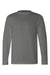 Bayside 6100 Mens USA Made Long Sleeve Crewneck T-Shirt Charcoal Grey Flat Front
