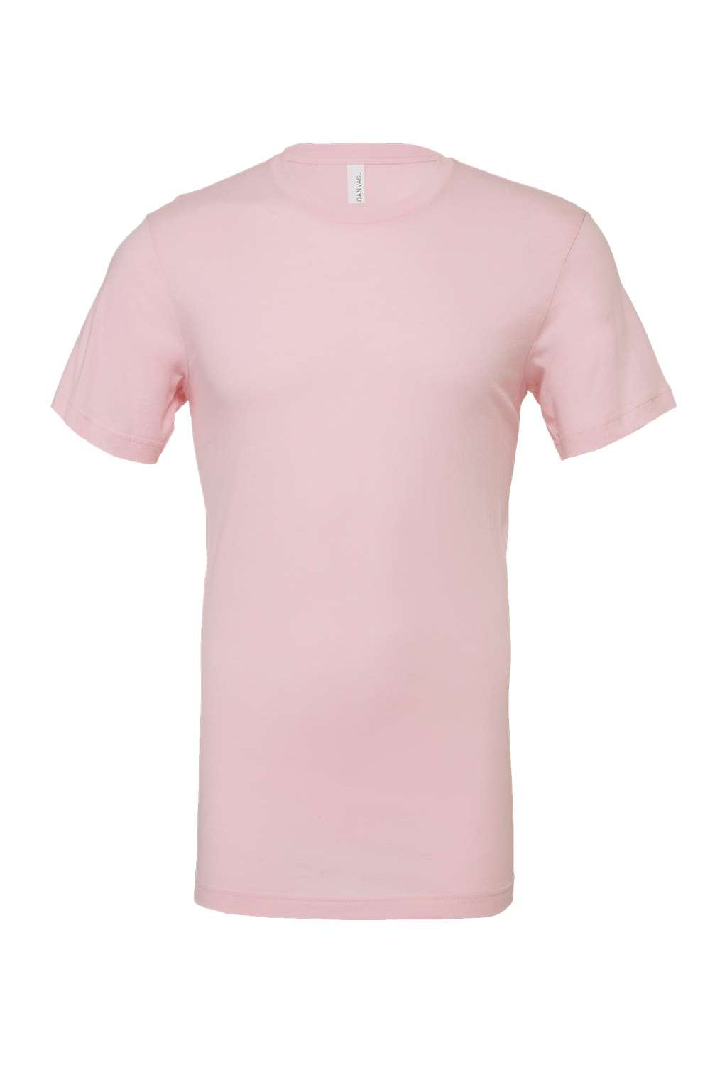 Bella + Canvas BC3001/3001C Mens Jersey Short Sleeve Crewneck T-Shirt Soft Pink Flat Front
