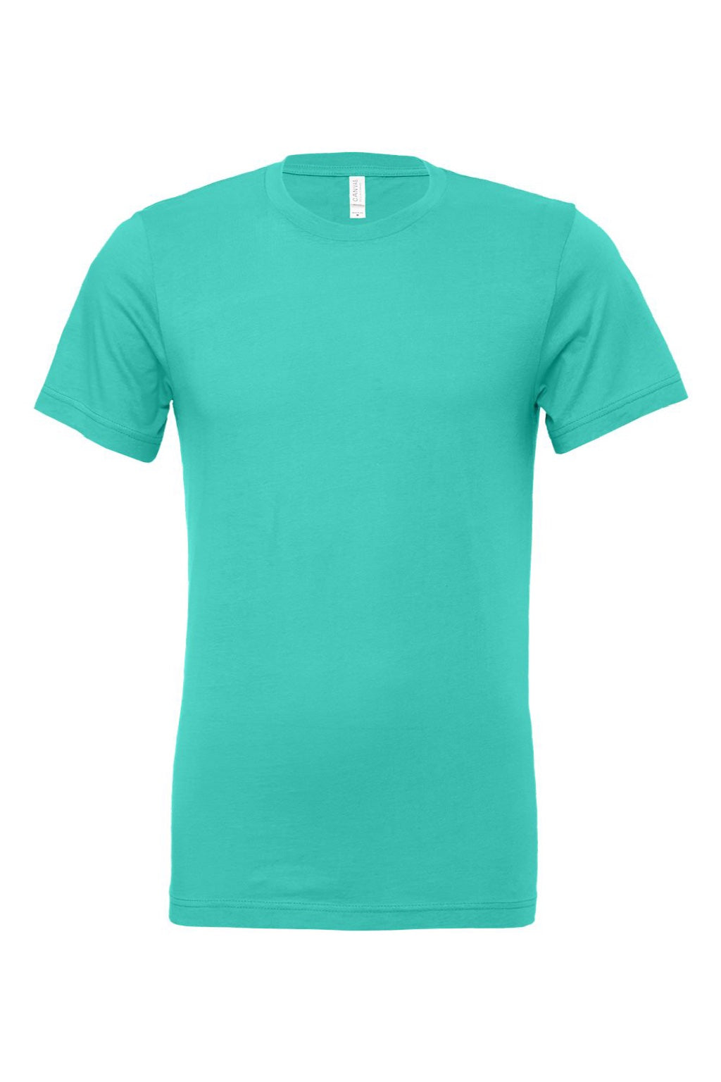 Bella + Canvas BC3001/3001 Mens Jersey Short Sleeve Crewneck T-Shirt Teal Green Flat Front