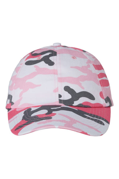 Valucap Hats VC300A Mens Adult Bio-Washed Classic Adjustable Dad Hat Pink Camo Flat Front