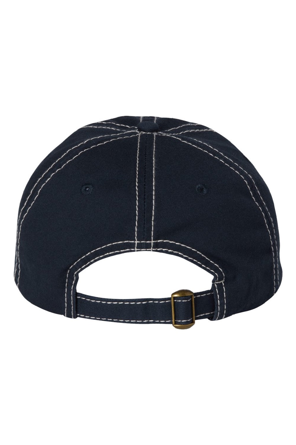 Valucap Hats VC300A Mens Adult Bio-Washed Classic Adjustable Dad Hat Navy Blue/Stone Stitch Flat Back