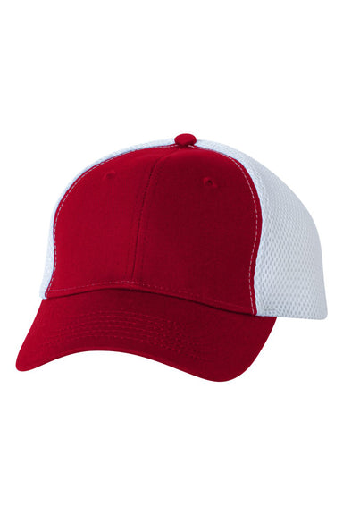 Sportsman 3200 Mens Spacer Mesh Back Hat Red/White Flat Front
