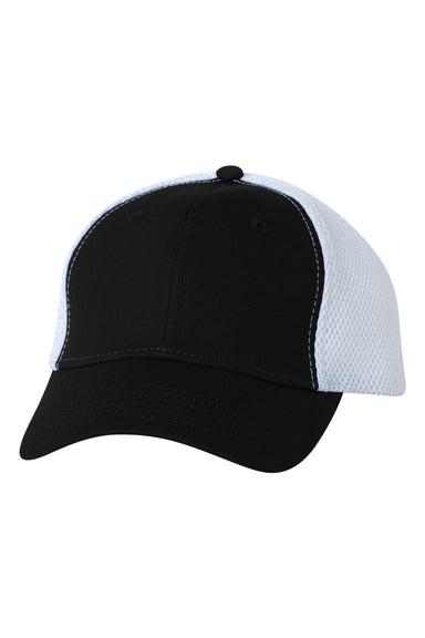Sportsman 3200 Mens Spacer Mesh Back Hat Black/White Flat Front