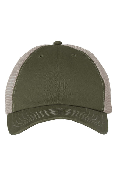 Sportsman 3100 Mens Contrast Stitch Mesh Back Hat Olive Green/Khaki Flat Front