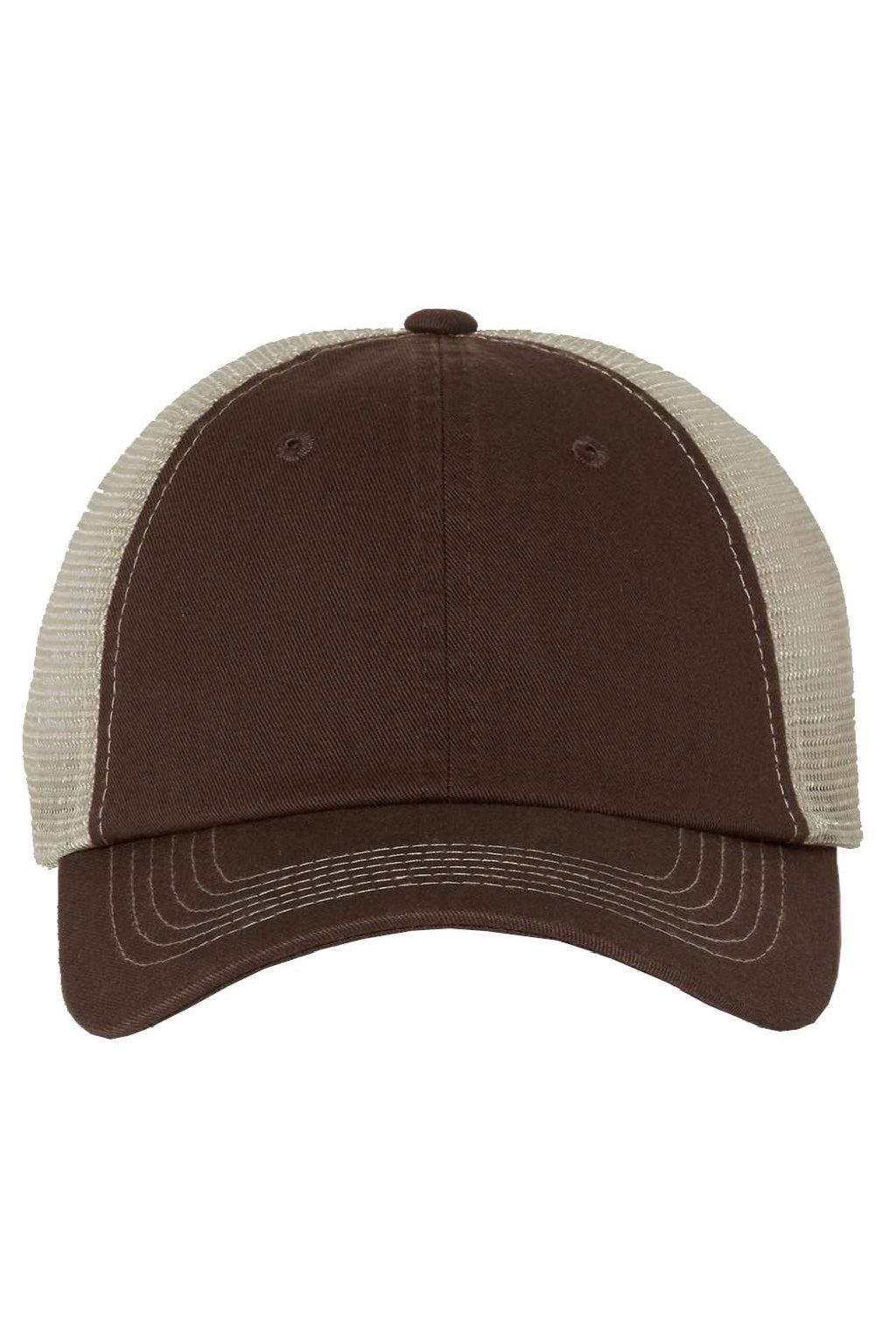 Valucap Hats 3100 Mens Contrast Stitch Mesh Back Adjustable Hat Brown/Stone Flat Front