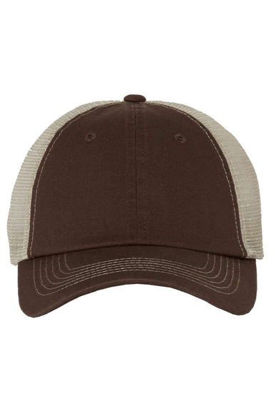 Valucap Hats 3100 Mens Contrast Stitch Mesh Back Adjustable Hat Brown/Stone Flat Front