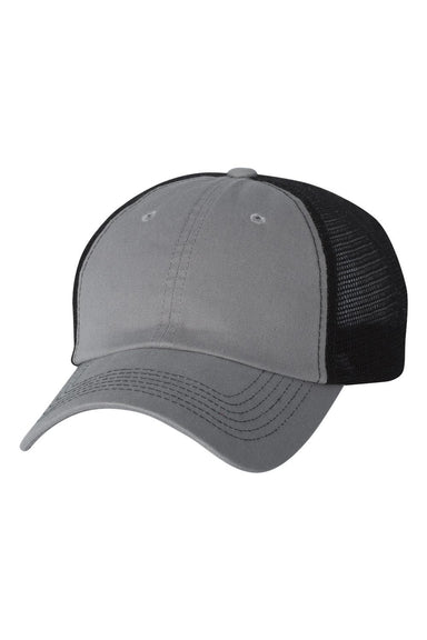 Sportsman 3100 Mens Contrast Stitch Mesh Back Hat Grey/Black Flat Front