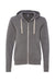 Bella + Canvas BC3909/3909 Mens Sponge Fleece Full Zip Hooded Sweatshirt Hoodie Grey Flat Front