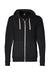 Bella + Canvas BC3909/3909 Mens Sponge Fleece Full Zip Hooded Sweatshirt Hoodie Solid Black Flat Front