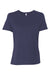 Bella + Canvas BC6400/B6400/6400 Womens Relaxed Jersey Short Sleeve Crewneck T-Shirt Navy Blue Flat Front