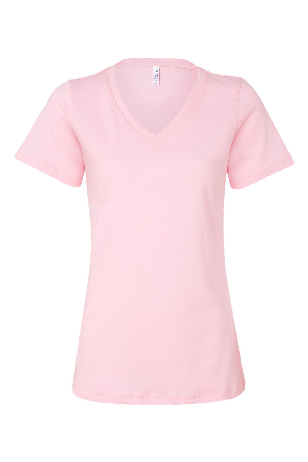 Bella + Canvas BC6405/6405 Womens Relaxed Jersey Short Sleeve V-Neck T-Shirt Pink Flat Front
