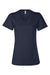 Bella + Canvas BC6405/6405 Womens Relaxed Jersey Short Sleeve V-Neck T-Shirt Navy Blue Flat Front