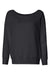 Bella + Canvas 7501 Womens Sponge Fleece Wide Neck Sweatshirt Solid Black Flat Front