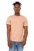 Bella + Canvas BC3301/3301 Mens Jersey Short Sleeve Crewneck T-Shirt Heather Peach Model Front
