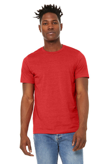 Bella + Canvas BC3301/3301 Mens Jersey Short Sleeve Crewneck T-Shirt Heather Red Model Front