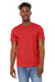 Bella + Canvas BC3301/3301 Mens Jersey Short Sleeve Crewneck T-Shirt Heather Red Model Front
