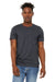 Bella + Canvas BC3301/3301C/3301 Mens Jersey Short Sleeve Crewneck T-Shirt Heather Midnight Navy Blue Model Front
