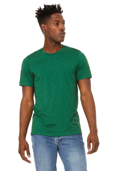 Bella + Canvas BC3301/3301 Mens Jersey Short Sleeve Crewneck T-Shirt Heather Grass Green Model Front