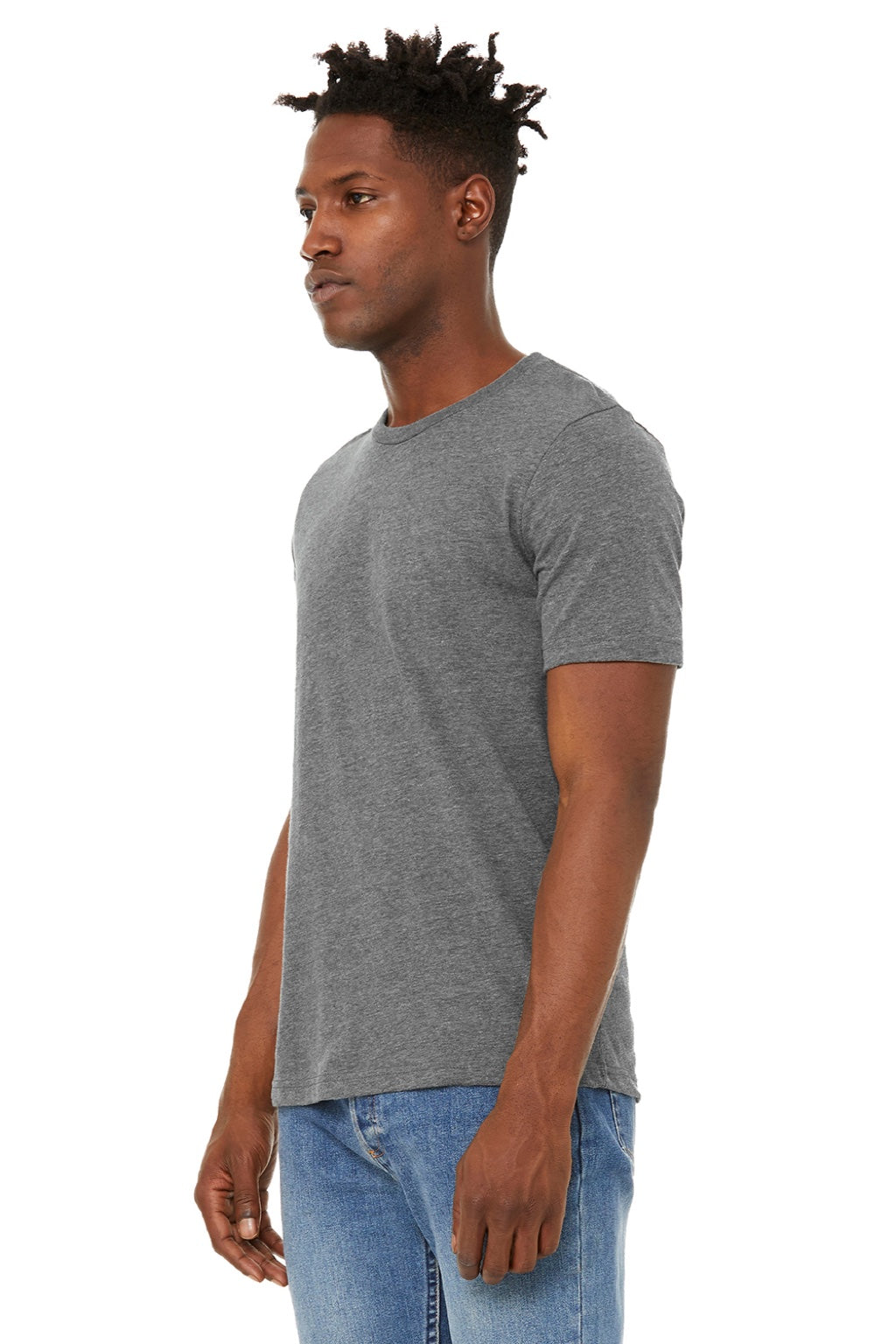 Bella + Canvas BC3301/3301 Mens Jersey Short Sleeve Crewneck T-Shirt Heather Deep Grey Model 3Q