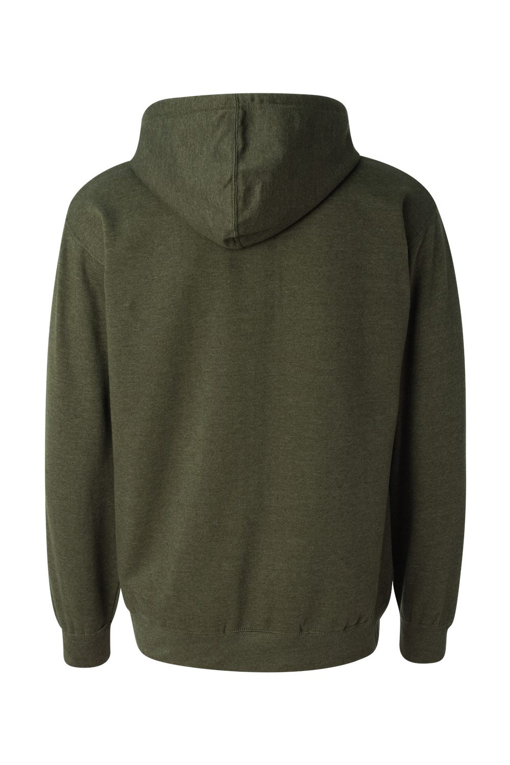 Independent Trading Company SS4500 Mens Hooded Sweatshirt Hoodie w/ Pouch Pocket Heather Army Green Flat Back