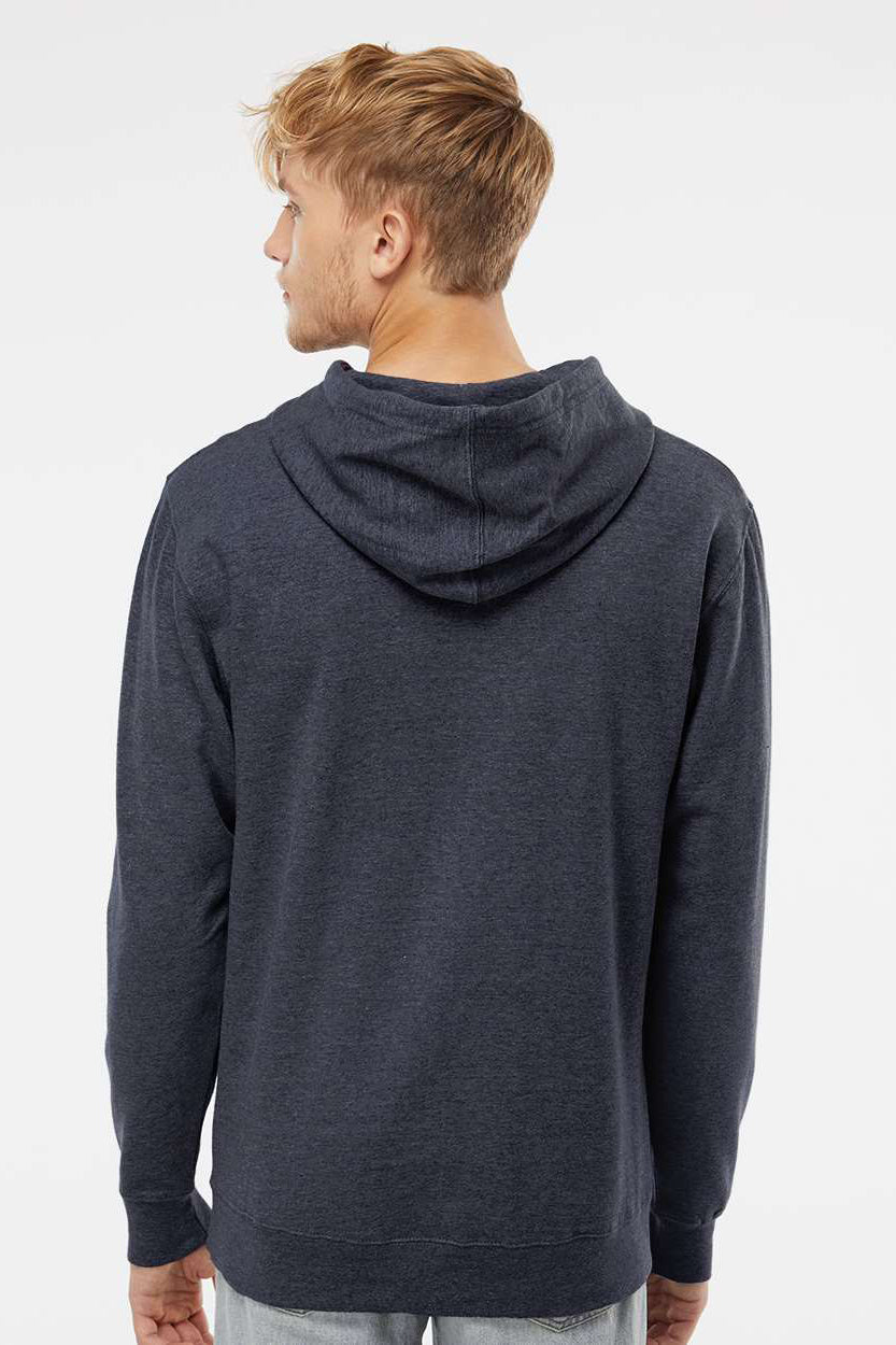 Independent Trading Company SS4500 Mens Hooded Sweatshirt Hoodie w/ Pouch Pocket Heather Classic Navy Blue Model Back
