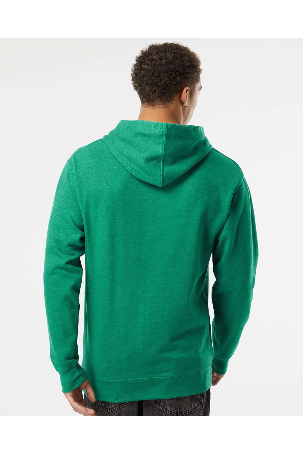 Independent Trading Co. SS4500 Mens Hooded Sweatshirt Hoodie Heather Kelly Green Model Back
