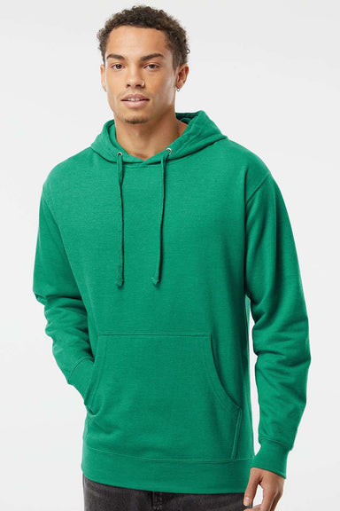 Independent Trading Company SS4500 Mens Hooded Sweatshirt Hoodie w/ Pouch Pocket Heather Kelly Green Model Front