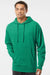 Independent Trading Company SS4500 Mens Hooded Sweatshirt Hoodie w/ Pouch Pocket Heather Kelly Green Model Front