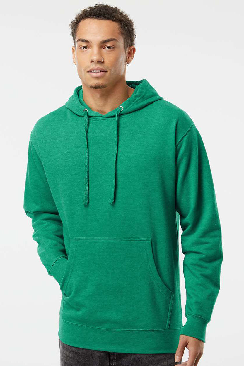 Independent Trading Company SS4500 Mens Hooded Sweatshirt Hoodie w/ Pouch Pocket Heather Kelly Green Model Front