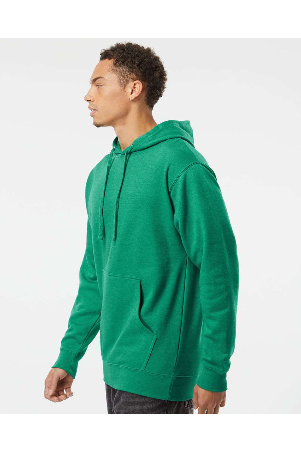 Independent Trading Co. SS4500 Mens Hooded Sweatshirt Hoodie Heather Kelly Green Model Side