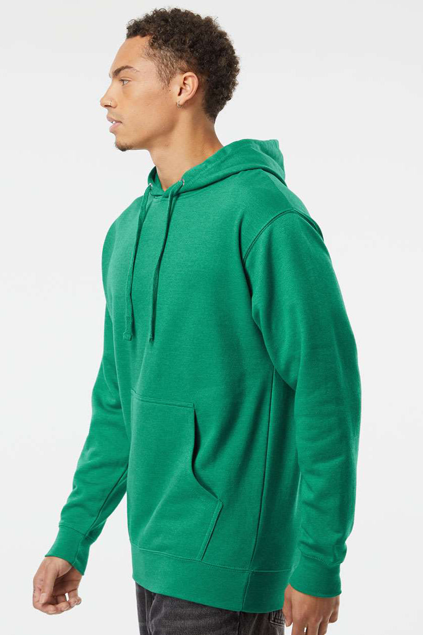 Independent Trading Company SS4500 Mens Hooded Sweatshirt Hoodie w/ Pouch Pocket Heather Kelly Green Model Side