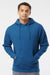 Independent Trading Company SS4500 Mens Hooded Sweatshirt Hoodie w/ Pouch Pocket Heather Royal Blue Model Front
