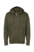 Independent Trading Company SS4500Z Mens Full Zip Hooded Sweatshirt Hoodie w/ Pockets Heather Army Green Flat Front