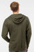 Independent Trading Company SS4500Z Mens Full Zip Hooded Sweatshirt Hoodie w/ Pockets Heather Army Green Model Back