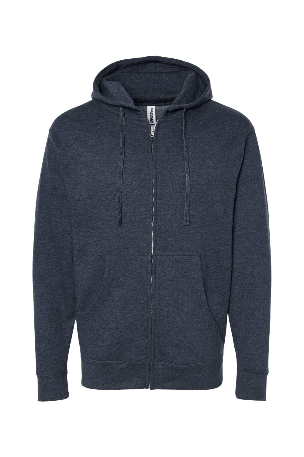 Independent Trading Company SS4500Z Mens Full Zip Hooded Sweatshirt Hoodie w/ Pockets Heather Classic Navy Blue Flat Front
