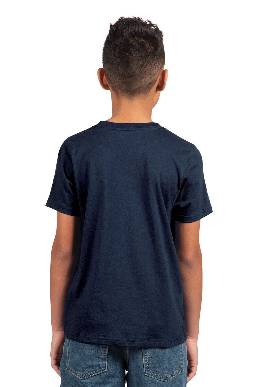 Next Level 3310 Youth Fine Jersey Short Sleeve Crewneck T-Shirt Midnight Navy Blue Model Back