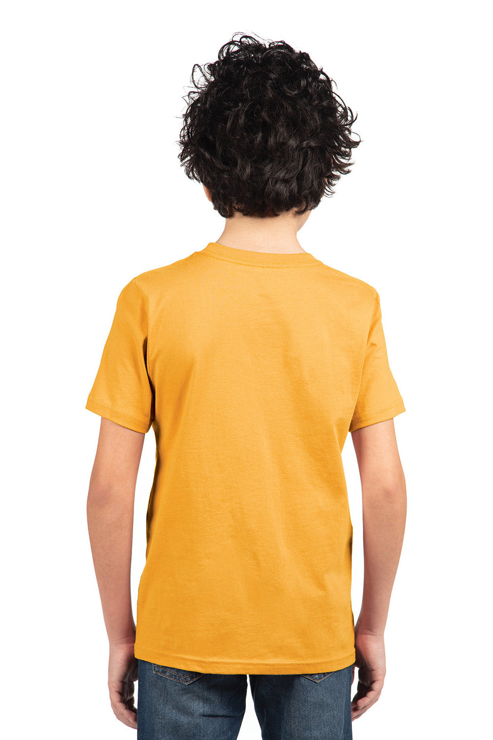 Next Level 3310 Youth Fine Jersey Short Sleeve Crewneck T-Shirt Gold Model Back