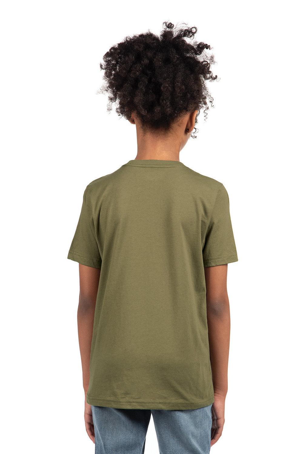 Next Level 3310 Youth Fine Jersey Short Sleeve Crewneck T-Shirt Military Green Model Back