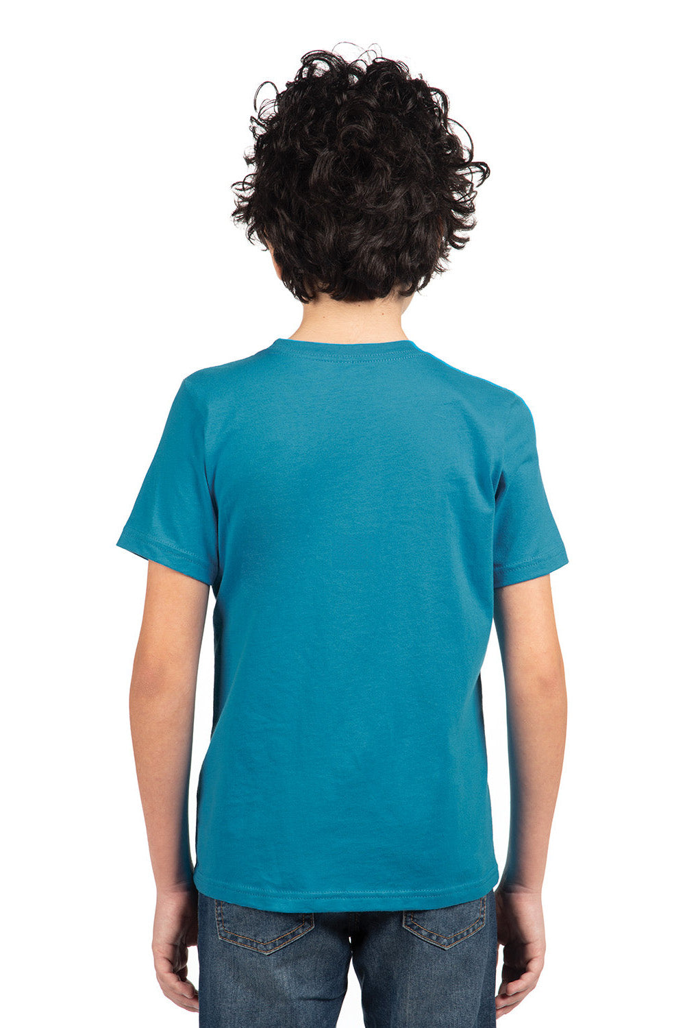 Next Level 3310 Youth Fine Jersey Short Sleeve Crewneck T-Shirt Turquoise Blue Model Back