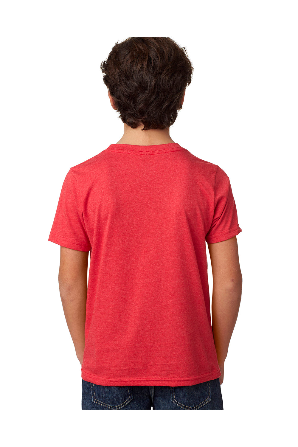 Next Level 3312 Youth CVC Jersey Short Sleeve Crewneck T-Shirt Red Model Back
