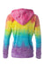 MV Sport W1162 Womens Courtney Burnout V-Notch Hooded Sweatshirt Hoodie w/ Pouch Pocket Rainbow Stripe Flat Back