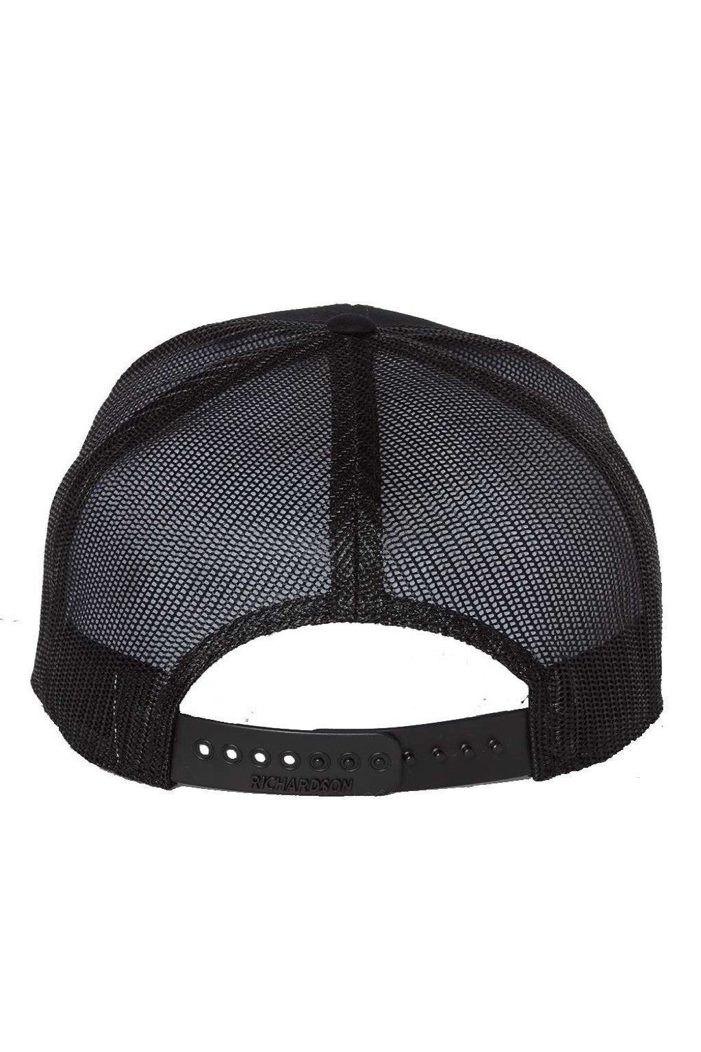 Richardson Hats 168 Mens 7 Panel Snapback Trucker Hat Black Flat Back