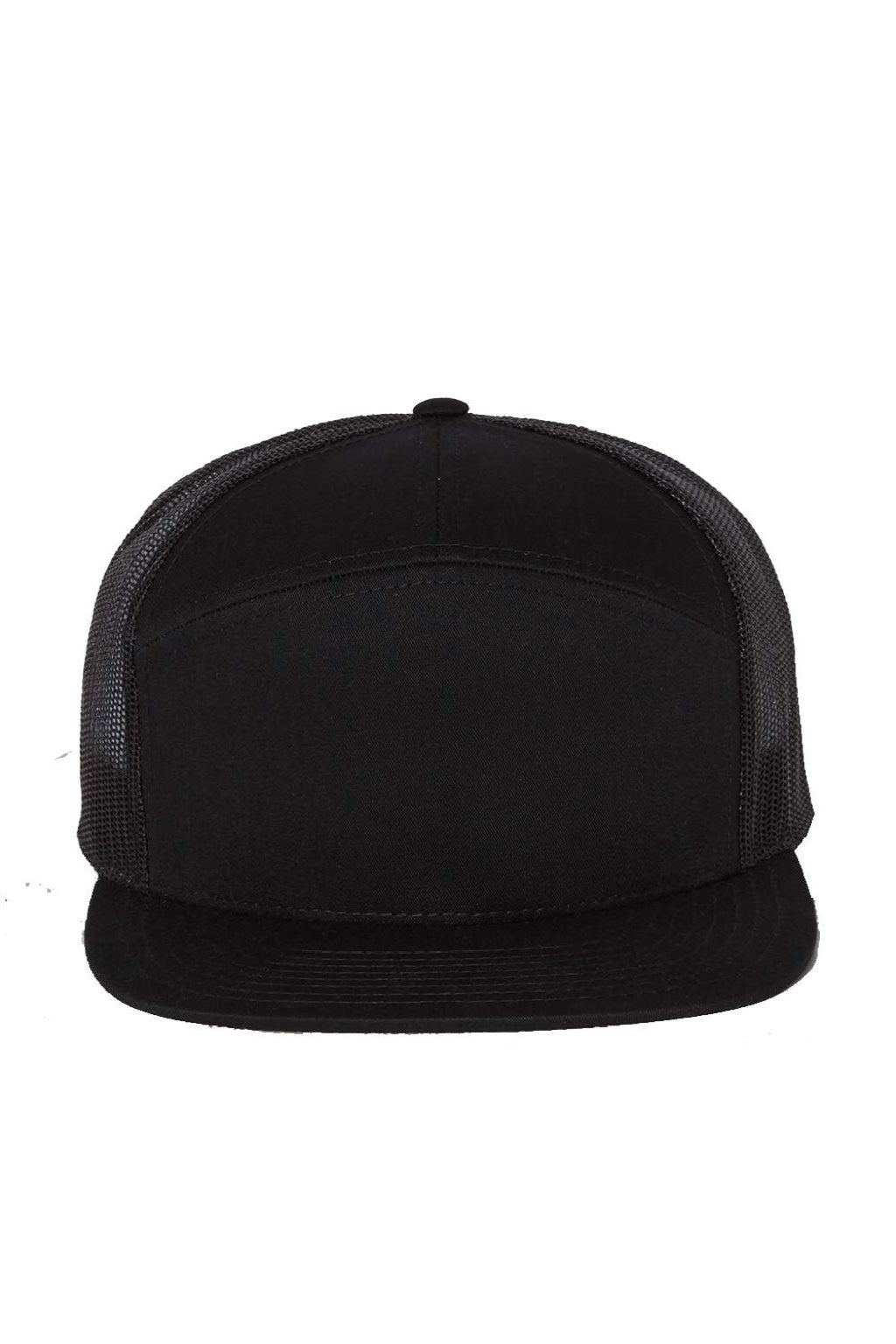 Richardson Hats 168 Mens 7 Panel Snapback Trucker Hat Black Flat Front