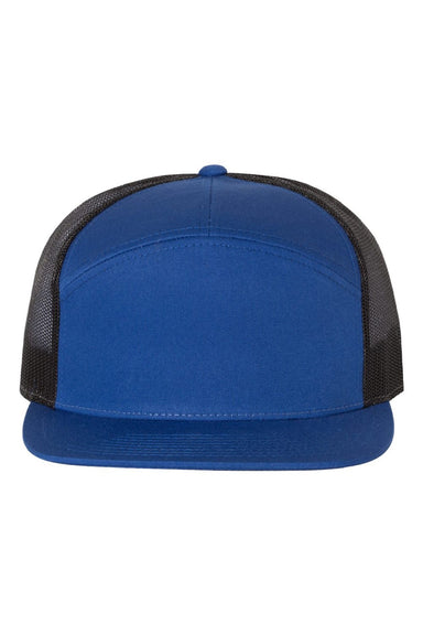 Richardson Hats 168 Mens 7 Panel Snapback Trucker Hat Royal Blue/Black Flat Front