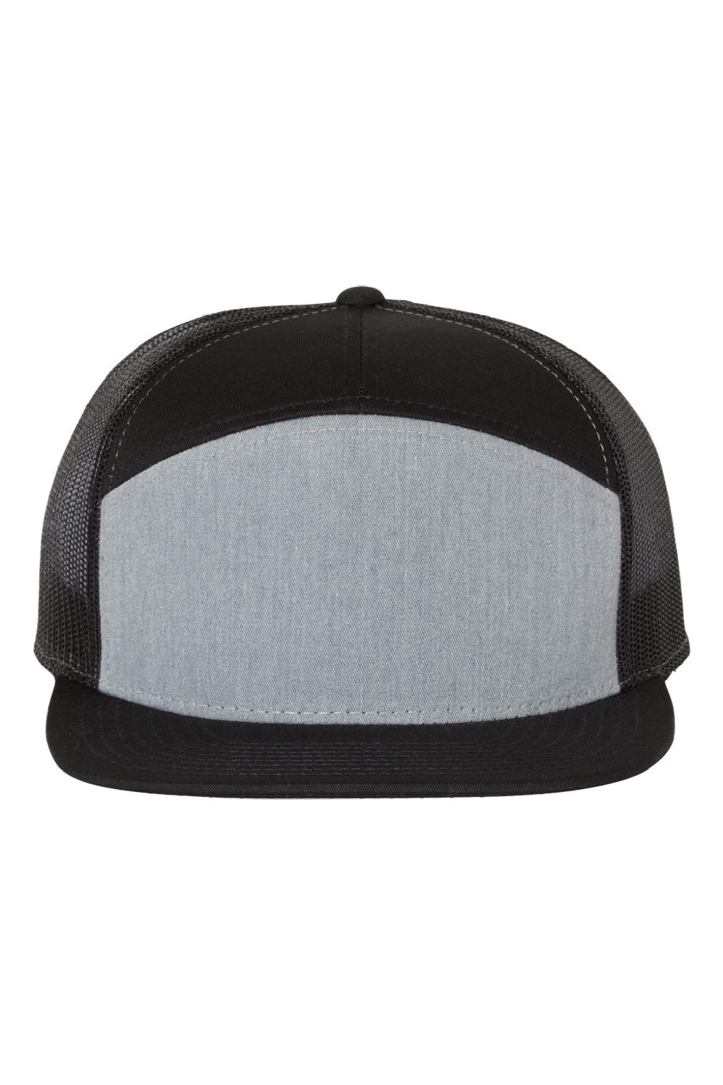 Richardson Hats 168 Mens 7 Panel Snapback Trucker Hat Heather Grey/Black Flat Front