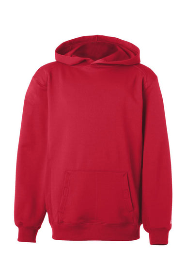 Badger 2454 Youth Performance Moisture Wicking Fleece Hooded Sweatshirt Hoodie Red Flat Front