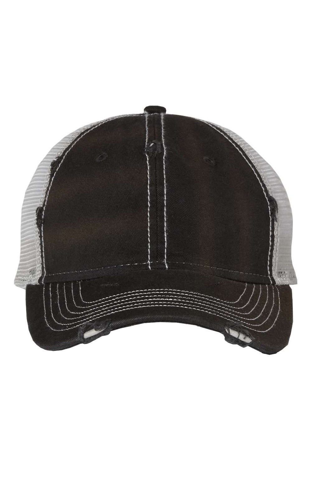 Valucap Hats 3150 Mens Bounty Dirty Washed Mesh Back Adjustable Hat Black/Silver Grey Flat Front
