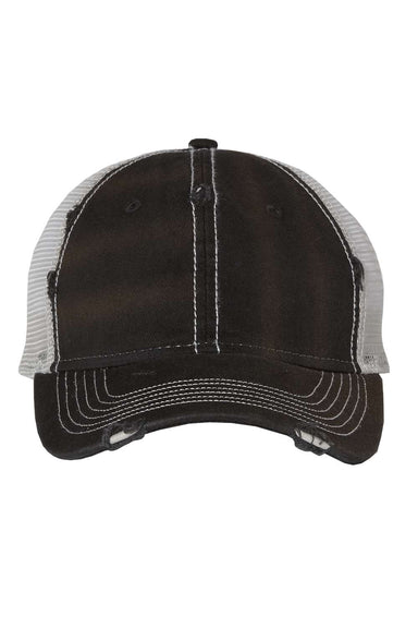 Sportsman 3150 Mens Bounty Dirty Washed Mesh Back Hat Black/Silver Grey Flat Front