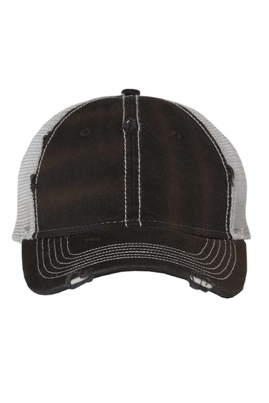 Valucap Hats 3150 Mens Bounty Dirty Washed Mesh Back Adjustable Hat Black/Silver Grey Flat Front