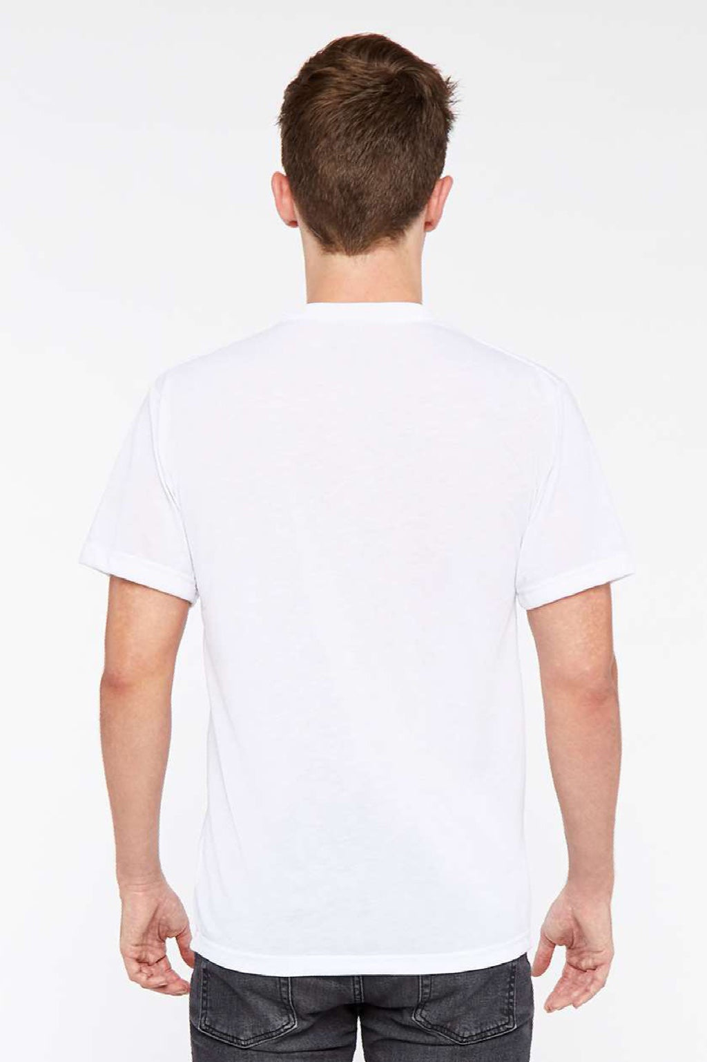 Sublivie 1910 Mens Sublimation Short Sleeve Crewneck T-Shirt White Model Back